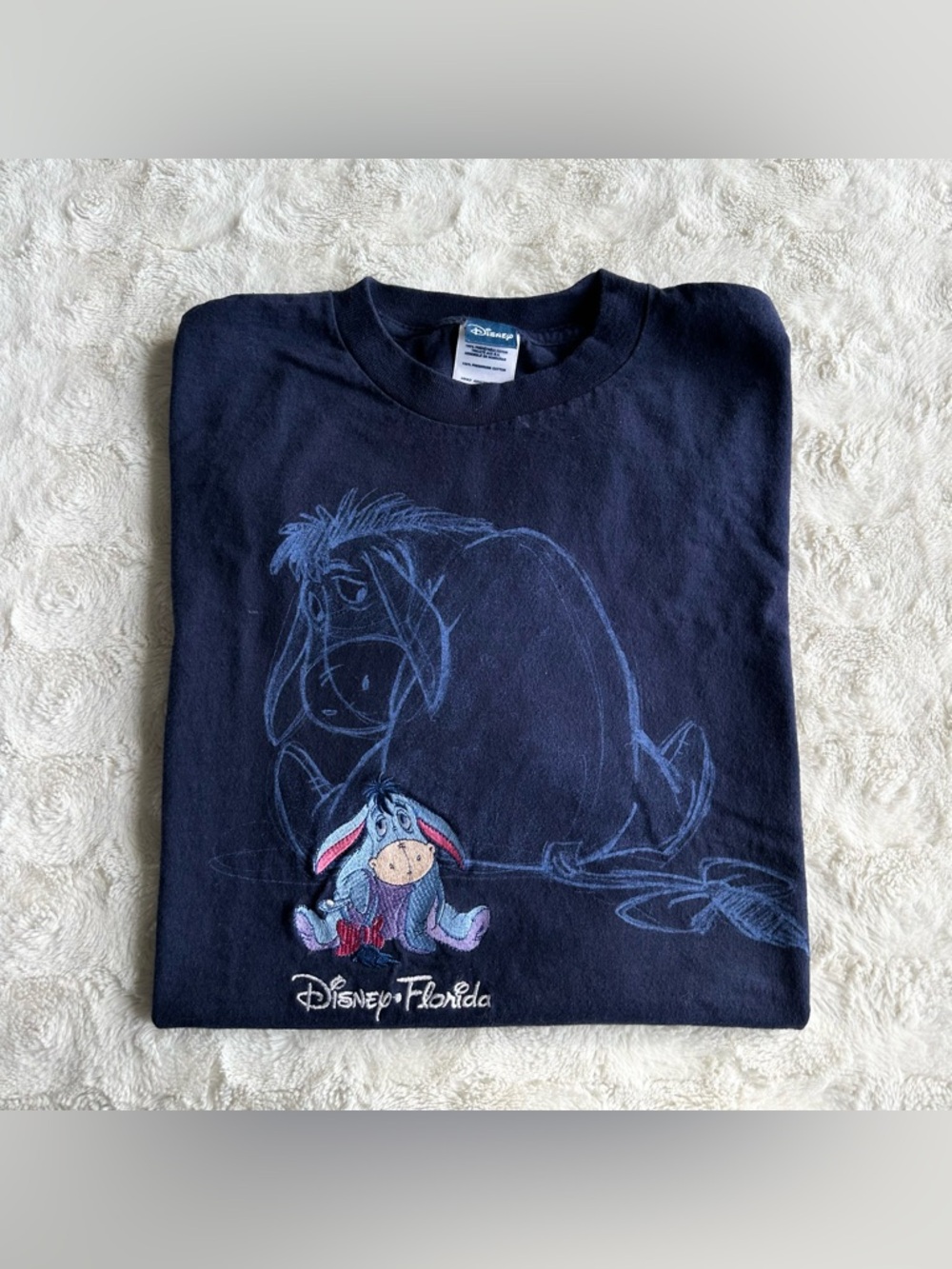 Vintage Disney Eeyore Shirt Tee Womens Large Navy Blue Pooh WDW Florida Vtg Y2K